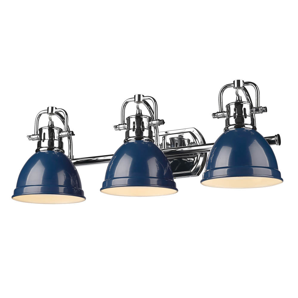 Yep by Golden Lighting Duncan 3-light Vanity in Chrome and Navy Blue shade